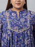 Plus Size Dark Blue Georgette Kurta With Palazzo and Dupatta